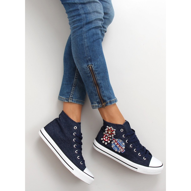 High-Top-Sneakers mit Steinen BL101P Navy marineblau 1