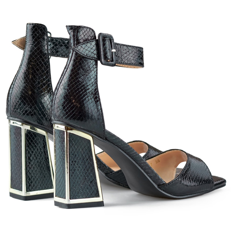 Schwarze High-Heel-Sandalen mit Knöchelverschluss 1
