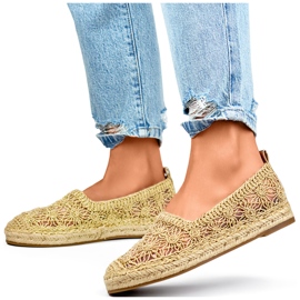Damen-Espadrilles aus goldener Spitze 2