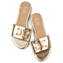 Goldene, elegante Damen-Flip-Flops mit Verzierung 1