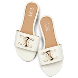 Weiße elegante Damen-Flip-Flops mit Verzierung 1