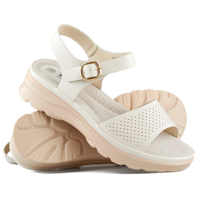 Goodin Bequeme Damensandalen mit atmungsaktiver Innensohle beige 1