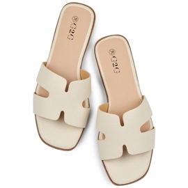 Beige klassische, lässige Damen-Slides 1