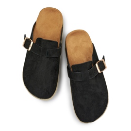 Damen-Espadrilles mit Schnalle, bezogen, schwarz 1