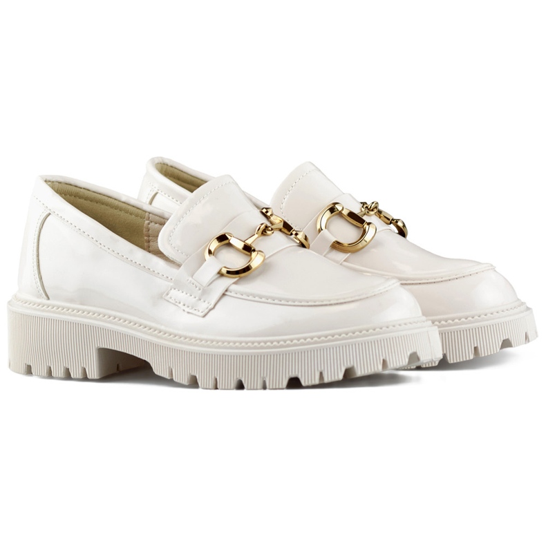 Lackbeige Damen-Loafer 1