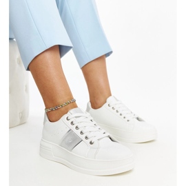 Weiß-silberne Sneaker mit dicker Finestra-Sohle 1