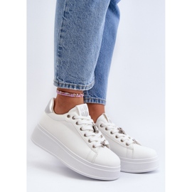 Damen-Plateau-Sneaker mit Verzierungen, weißes Herbisa 2