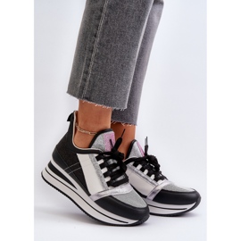 Keil- und Plateau-Sneaker für Damen mit glitzerndem schwarzen Rafani 2