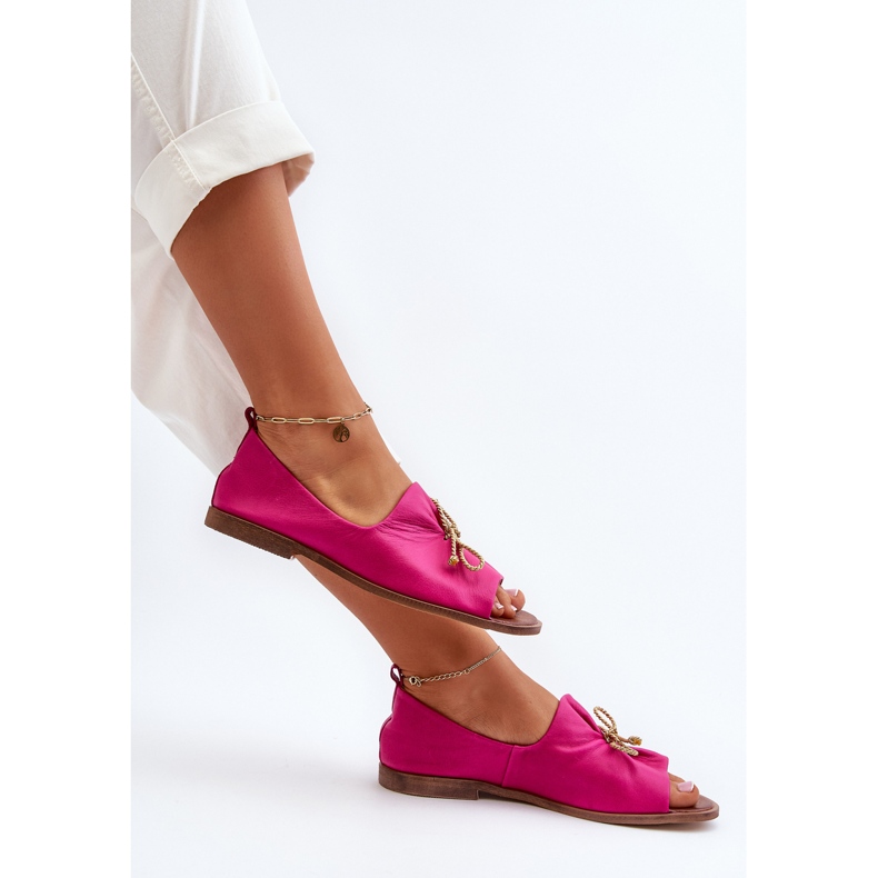 Zazoo 2660 Damen-Ballerinas aus Leder, Fuchsia rosa 1
