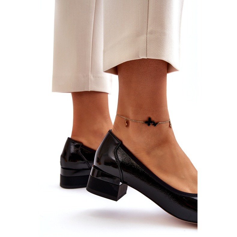 Vinceza Lackpumps mit Schleife auf Block, schwarz 5