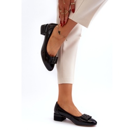 Vinceza Lackpumps mit Schleife auf Block, schwarz 4