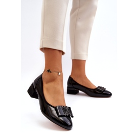 Vinceza Lackpumps mit Schleife auf Block, schwarz 2