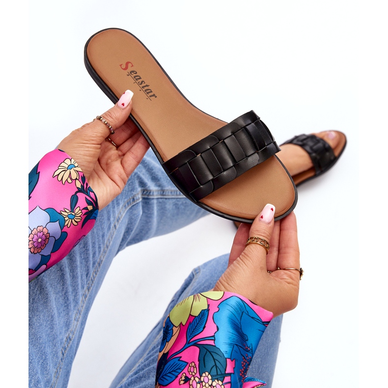 Seastar Frauen mit flachem Pantoffel der Frauen schwarz 7