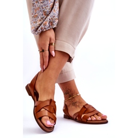 Zazoo Bequeme Slip-On-Sandalen aus braunem Kayla-Leder 2