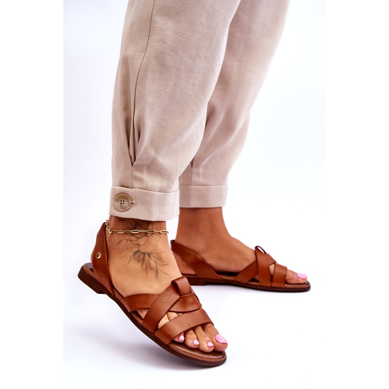 Zazoo Bequeme Slip-On-Sandalen aus braunem Kayla-Leder 3