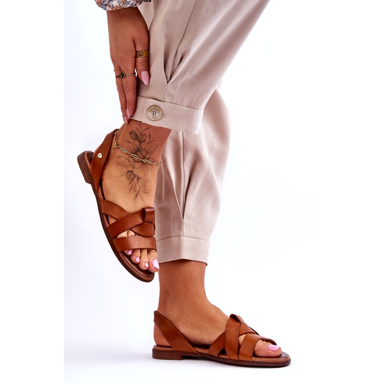 Zazoo Bequeme Slip-On-Sandalen aus braunem Kayla-Leder 4