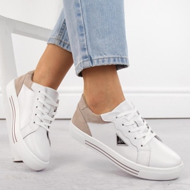 Sportliche Damen-Schnürschuhe aus Leder, weiß, Filippo DP6049 1