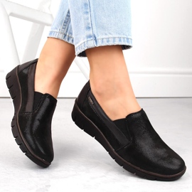 Bequeme Damen-Slipper aus Leder, schwarz Helios 350.015.011 1