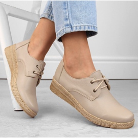 Bequeme Damen-Lederkeilschuhe, beige Helios 401.10 1