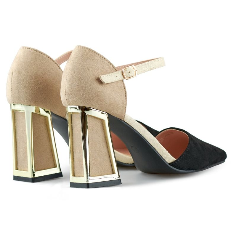Offene Pumps in Schwarz und Beige mit elegantem High Heel 1