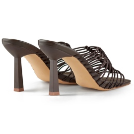 Flip-Flops mit hohem Absatz, elegante, flexible Damen-Flip-Flops mit braunem Absatz und hohem Absatz 1