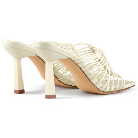 Hausschuhe mit hohem Absatz, elegante, flexible Damenhausschuhe mit hohem Absatz, beige 1