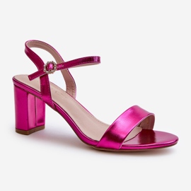 Metallic-High-Heel-Sandalen in Fuchsia von Glindra rosa 1