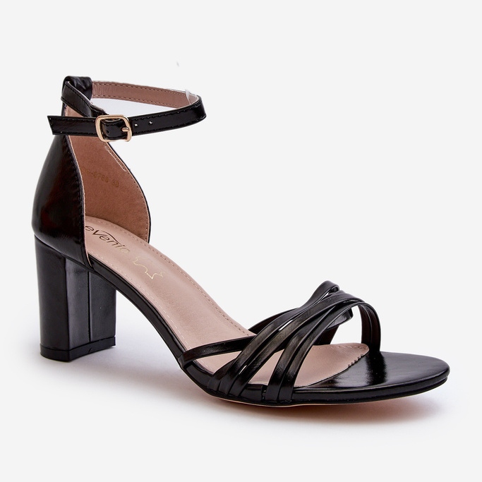 Schwarze Enitia-Sandalen mit hohem Absatz und Riemen 2