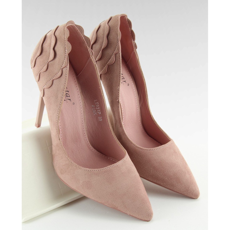 Wildleder-High-Heels mit Rüschen LE031 Pink rosa 1