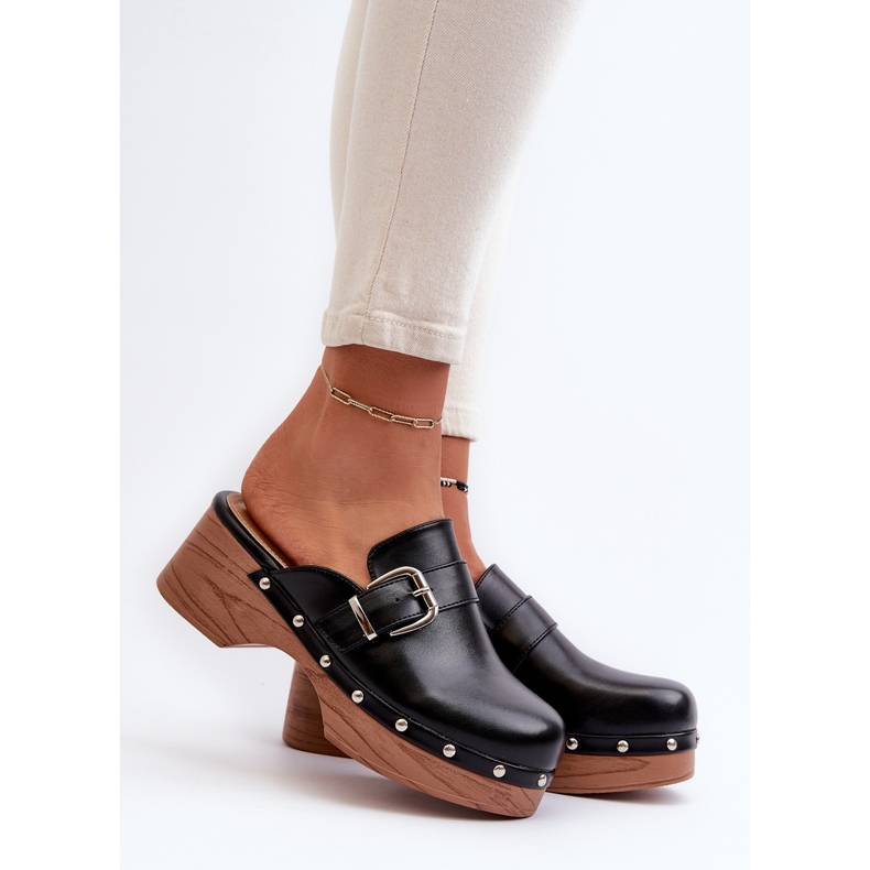 Schwarze Seprilla-Clogs für Damen mit Schnalle 2