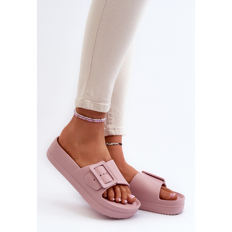 Damen-Flip-Flops aus Schaumstoff auf der Plattform mit Schnalle Big Star NN274A663 Pink rosa 2