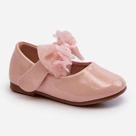 Kinder-Ballerinas aus Lackleder mit Klettverschluss und Schleife, rosa Olessa 1