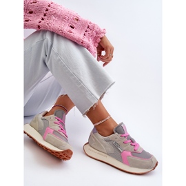 Damen-Sneaker auf der Memory Foam System Big Star-Plattform NN274680 Grau-Rosa 2