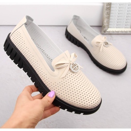 Damen-Slipper aus durchbrochenem Leder, beige Filippo DP6057 1