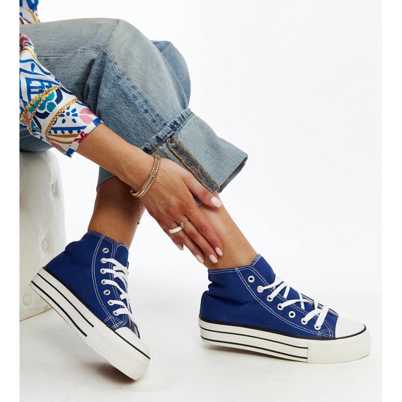 Blaue High-Top-Sneaker mit dicker Sohle von Bagy 1