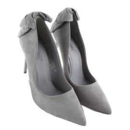 Wildleder-Heels mit Schleife LE035 Grau 2