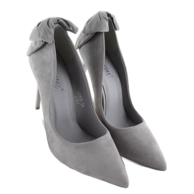 Wildleder-Heels mit Schleife LE035 Grau 2