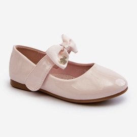 Kinder-Ballerinas aus Lackleder mit Klettverschlussschleife, rosa, katzenartig 1