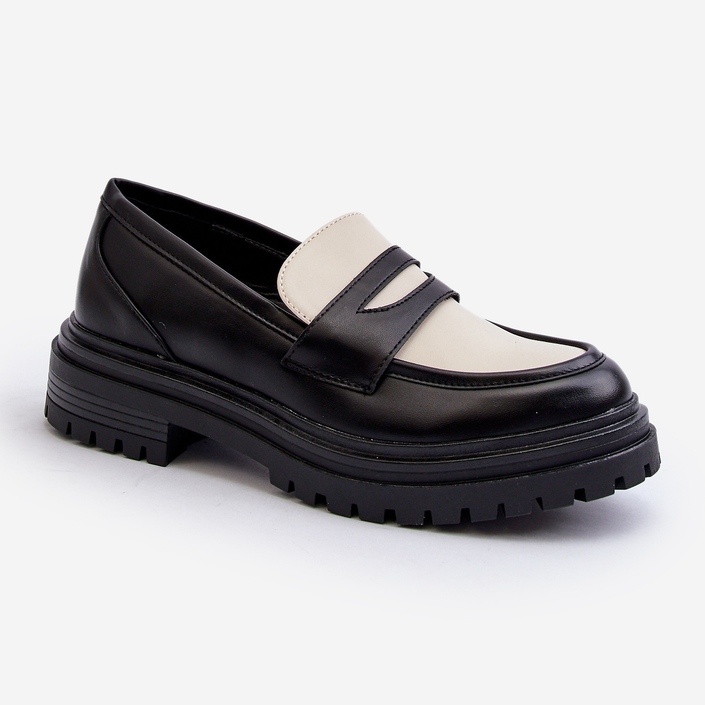 Damen-Mokassins mit flachem Absatz und Plateau in Schwarz von Kaldira 1