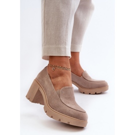 Damenschuhe aus Öko-Wildleder mit hohem Absatz und Plateau, Beige Arablosa 1