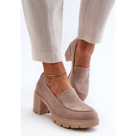 Damenschuhe aus Öko-Wildleder mit hohem Absatz und Plateau, Beige Arablosa 2