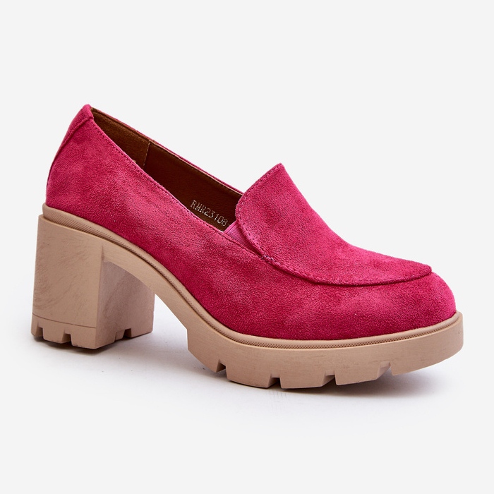 Damenschuhe aus Öko-Wildleder mit hohem Absatz und Plateau, Fuchsia Arablosa rosa 1