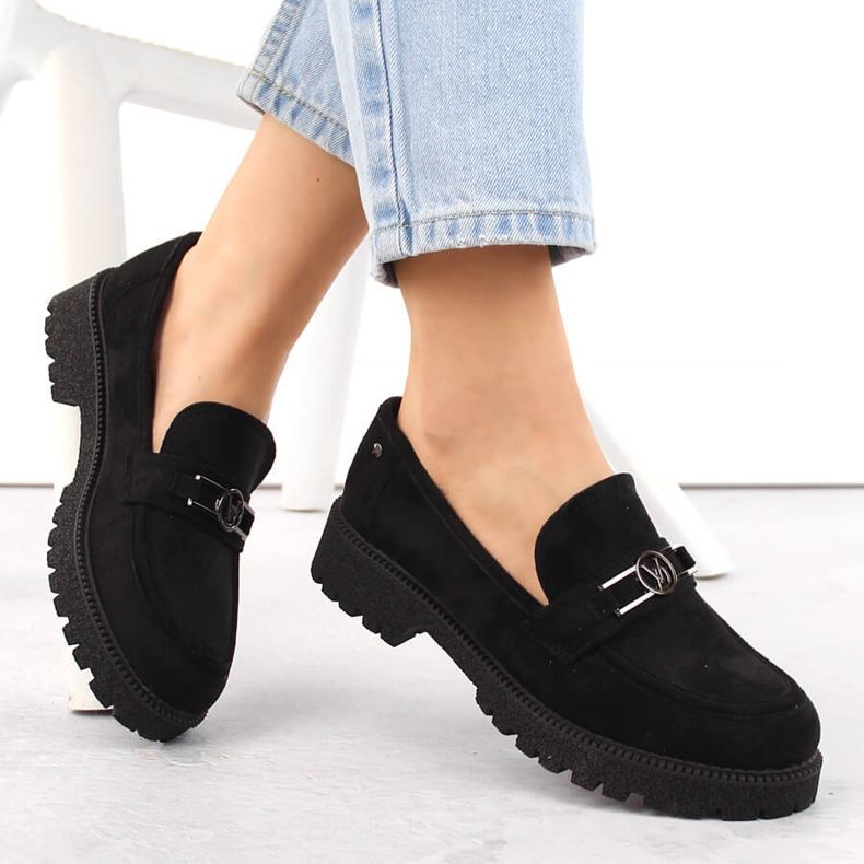 Damenschuhe aus Wildleder, schwarze Mokassins Potocki YQ21047 1