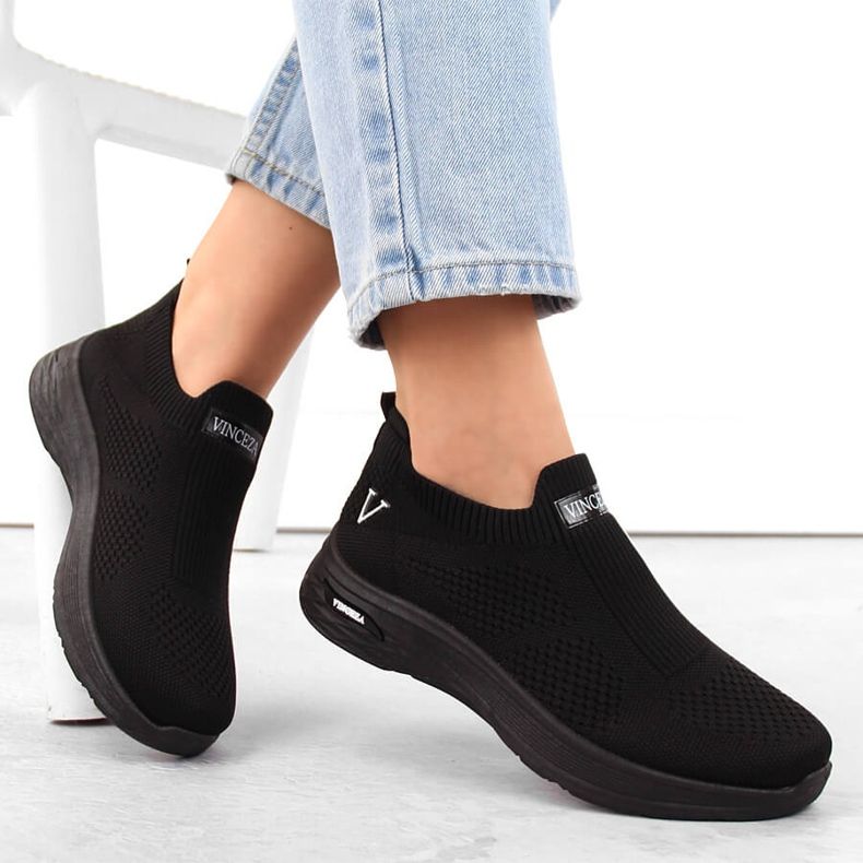 Schwarze Slip-on-Sportschuhe für Damen Vinceza 13592 1
