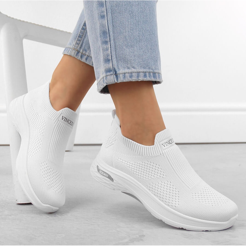 Weiße Slip-on-Sportschuhe für Damen Vinceza 13592 1