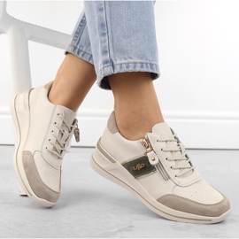 Damen-Sportschuhe mit Keilabsatz aus beigem Leder Filippo DP6083 1