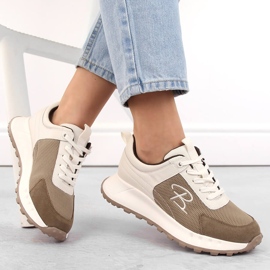 Damen-Sportschuhe aus Leder, beige, Artiker 54C1468 1