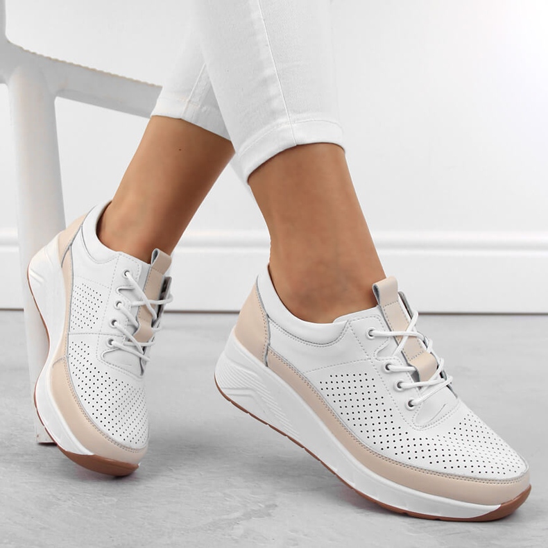 Sportschuhe aus Leder für Damen, Sneakers mit Keilabsatz, weiß Artiker 54C1742 1