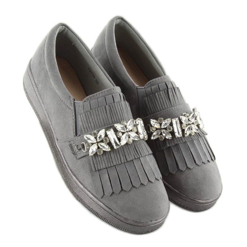 Slipons auf Perlensohle t277p Grau 2