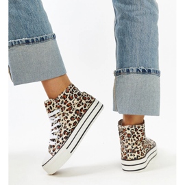 Ausgebeulte, hohe Sneakers mit Leopardenmuster und dicker Sohle braun 3